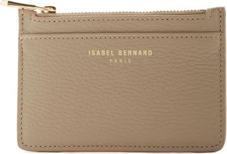 Isabel Bernard Portemonnaies - Honoré Aveline Taupe Calfskin Leather Card Holder - Gr. unisize - in Taupe - für Damen