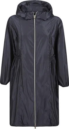 Herno Black Ruffled Details Hooded Parka