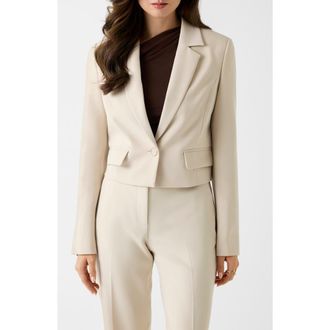Guess Leila Single Breast Crop Blazer in Medium Beige at Nordstrom, Size X-Small