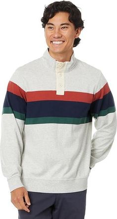L.L.Bean Vintage Soft Rugby Mockneck Chest Mens T Shirt Light Gray Heather : 3XL, Cotton