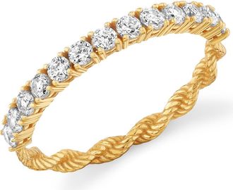 Crislu Cubic Zirconia Half Eternity Twisted Band Ring in 18Kt Yellow Gold/clear Stone at Nordstrom, Size 5