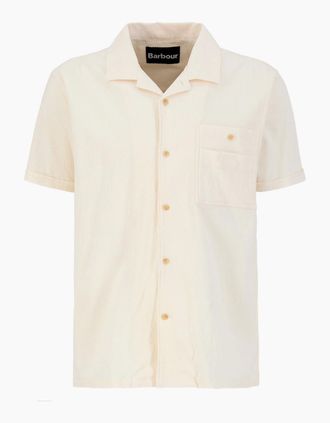 Barbour Mens Barbour Riddell Crinkle Crepe Short Sleeve Shirt - White - Size: Regular/36