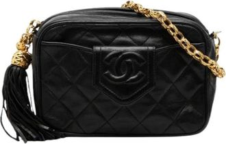 Chanel Pre-owned Quilted Lambskin Crossbody Bag - Dames - Vintage Schoudertas - Zwart - ONE Size - Leer - Vintage