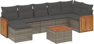 vidaXL Set De Sof&aacute;s De Jard&iacute;n 8 Pzas Y Cojines Rat&aacute;n Sint&eacute;tico Gris Vidaxl