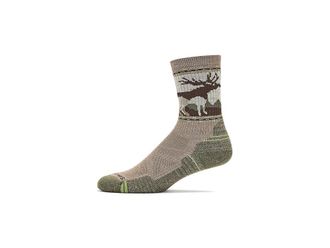 Smartwool Hike Light Cushion Mountain Moose Crew Socks Mens Crew Cut Socks Shoes Fossil : XL (Mens Shoe 12-14.5), Merino/Nylon/Wool