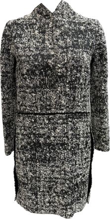 Proenza Schouler Tweed Long Sleeve Mini Dress in Black Cotton