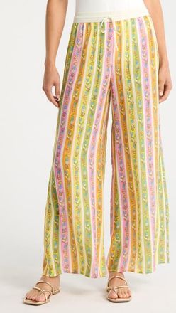 Hutch Riviera Sequin Wide Leg Pants in Folksy Floral Stripe Multi at Nordstrom, Size Xx-Small