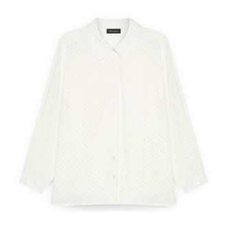Fiorella Rubino Overhemden, Dames, Wit, 5Xl, Polyester, Georgette Blouse met Micro Studs