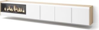 Skraut Home Skraut Home - Mueble Tv, Televisi&oacute;n, Muebles De Sal&oacute;n, Almacenaje, 315x35x50cm, Para Tv Hasta 80, Chimenea El&eacute;ctrica Xxl, Colgado, Suspendido, Estilo 
