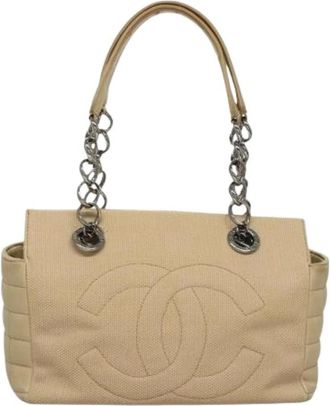 Chanel Pre-owned Shoulder Bags, female, Beige, Size: ONE SIZE Pre-owned Vintage chocolate bar tote