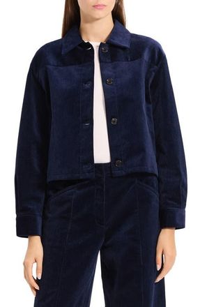 Theory Jones Corduroy Shirt Jacket in Blue Navy at Nordstrom, Size Petite
