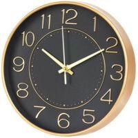 OEM Reloj De Pared Inal&aacute;mbrico Infantil Con Mando A Distancia - Silencioso, 25 Cm, Ajuste Autom&aacute;tico De La Hora, Elegante Dise&ntilde;o En Negro Y Dorado - Crezu