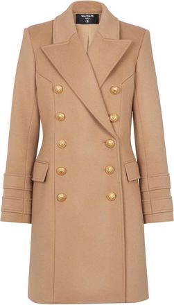Balmain Wollen en kasjmier jas - Dames - Mantel - Bruin - 2XS - Wol - Jassen