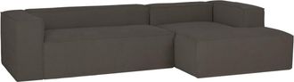 Deco Wood Sofá de 4/5 plazas con chaise longue derecho de pana gris oscuro