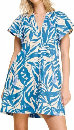 Pinch Design Botanical Tunic Dress In Blue/ Ivory