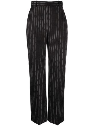 Alexander McQueen high-waisted striped wool trousers - women - Cotton/Wool - 40 - Black