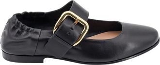 Bottega Veneta Schoenen, Dames, Zwart, 40 EU, Leer, Zwarte Leren Ballerina Flats