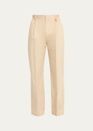 Casablanca Mens Poplin Pleated Straight-Leg Trousers