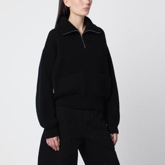 Alaia Pullover trucker nero in lana e cashmere