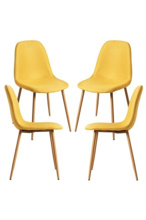Regalos Miguel Packs Sillas Comedor - Pack 4 Sillas Teok Tela - Amarillo