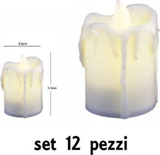Trade Shop Trade Shop - Set 12 Pz Candele Led Lumini Con Goccia A Batteria Luce Decorazione Tealight