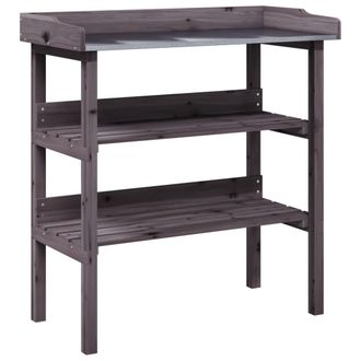 vidaXL Mesa Para Plantas Con Estantes Madera Abeto Gris 78x38x82,5 Cm Vidaxl
