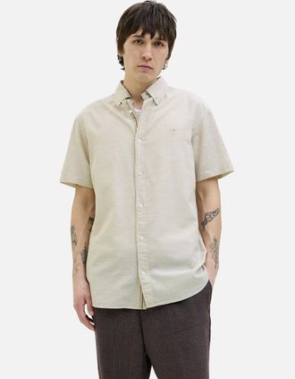 Jack & Jones Mens Jack & Jones Mens Blusummer Shield Short Sleeve Shirt - Tan - Size: 42/Regular