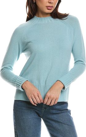 Fort&eacute; Cashmere Hi Low Rib Trim Funnel Neck 100% Cashmere Sweater