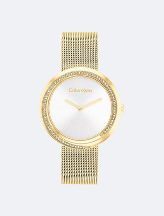 Calvin Klein Womens Crystal Bezel Watch - Metallic - OS