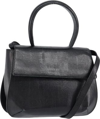 Ferragamo Vintage Handbag Leather Black Leather Handbag (Pre-Owned)