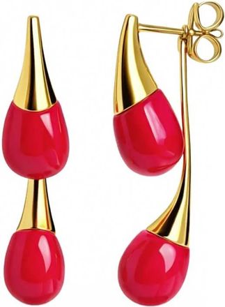 Gold & Honey Womens Interchangeable Double Drop Earrings In Pink Flamingo