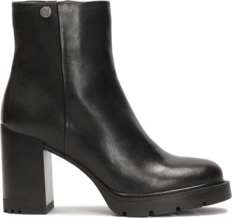 Kazar Laarzen met brede hakken en rits - Dames - Laarzen met Hak - Zwart - 38 EU - Leer - Schoenen