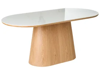 Beliani Beliani - Tavolo Da Pranzo Ovale 180 X 90 Cm Gamba In Legno Mdf Impiallacciato Frassino Finitura Lockhart