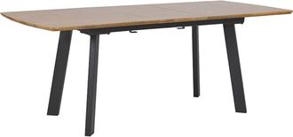 Beliani Mesa De Comedor Transparente 160/200 X 90 Cm Tapa De Cristal Patas De Madera Rectangular Escandinava Moderna Salvador