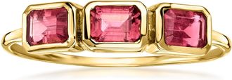 Ross-Simons Pink Tourmaline 3-Stone Ring in 10kt Yellow Gold