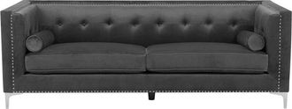 Beliani Sofa 3 Seater AVALDSENES Velvet Dark Grey