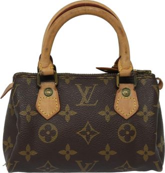 Louis Vuitton Nano Speedy Brown Canvas Handbag (Pre-Owned)