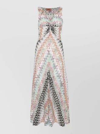 Missoni v neck sleeveless floor length chevron dress