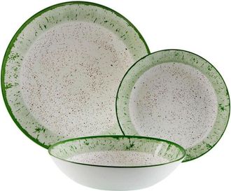 VERSA Vajilla Porcelana Tela Verde 18 Piezas
