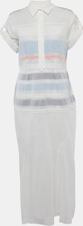 Sportmax White Cotton Pintuck Detail Midi Dress