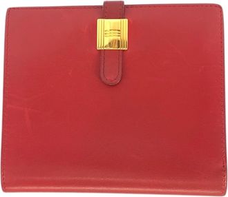 Herm&egrave;s Red Color Leather Wallet (Bi-Fold) (Pre-Owned)