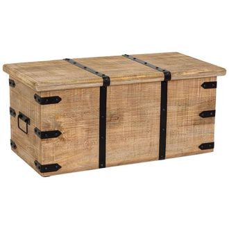 Wanderlust Deco Ba&uacute;l De Madera Marr&oacute;n 80x40x36h Cm