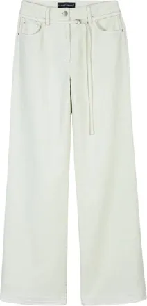 Luisa Cerano Wideleg Denim met Strikceintuur - Dames - Wijde Broeken - Groen - S - Denim - Broeken