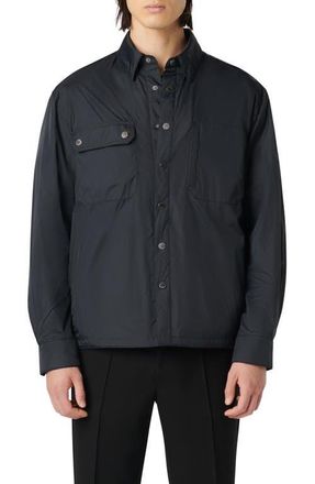 Bugatchi Water Resistant Nylon Shirt Jacket in Black at Nordstrom, Size Xx-Large