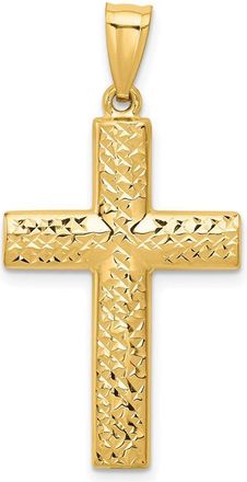 Diamond2Deal 14k Yellow Gold Reversible Textured Polished Cross Pendant