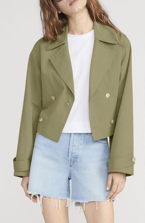 Frame Denim The Uniform Short Trench Coat in Military Green at Nordstrom, Size X-Large