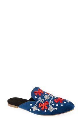 Fuchsia Holiday Belle Embroidered Mule in Navy Blue at Nordstrom, Size 11