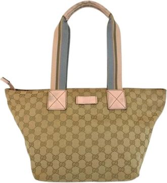Gucci Pre-owned Tote Bags, female, Beige, Size: ONE SIZE Pre-owned GG Canvas 2way Tote Bag