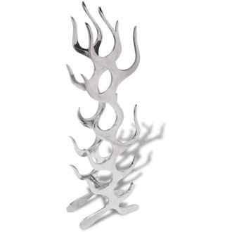vidaXL Wine Rack Flame Shape Aluminium Silver 9 Bottles vidaXL