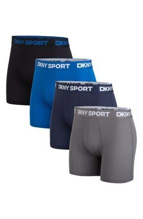 DKNY Pack of 4 Boxer Briefs in Black/Blue/Naval/Charcoal at Nordstrom Rack, Size X-Large